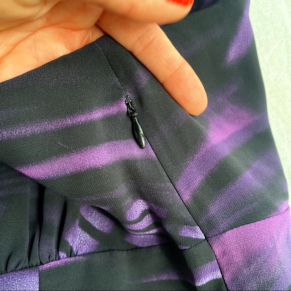 💜 PROMISS PURPLE BLACK ABSTRACT COCKTAIL DRESS! - Picture 7 of 11